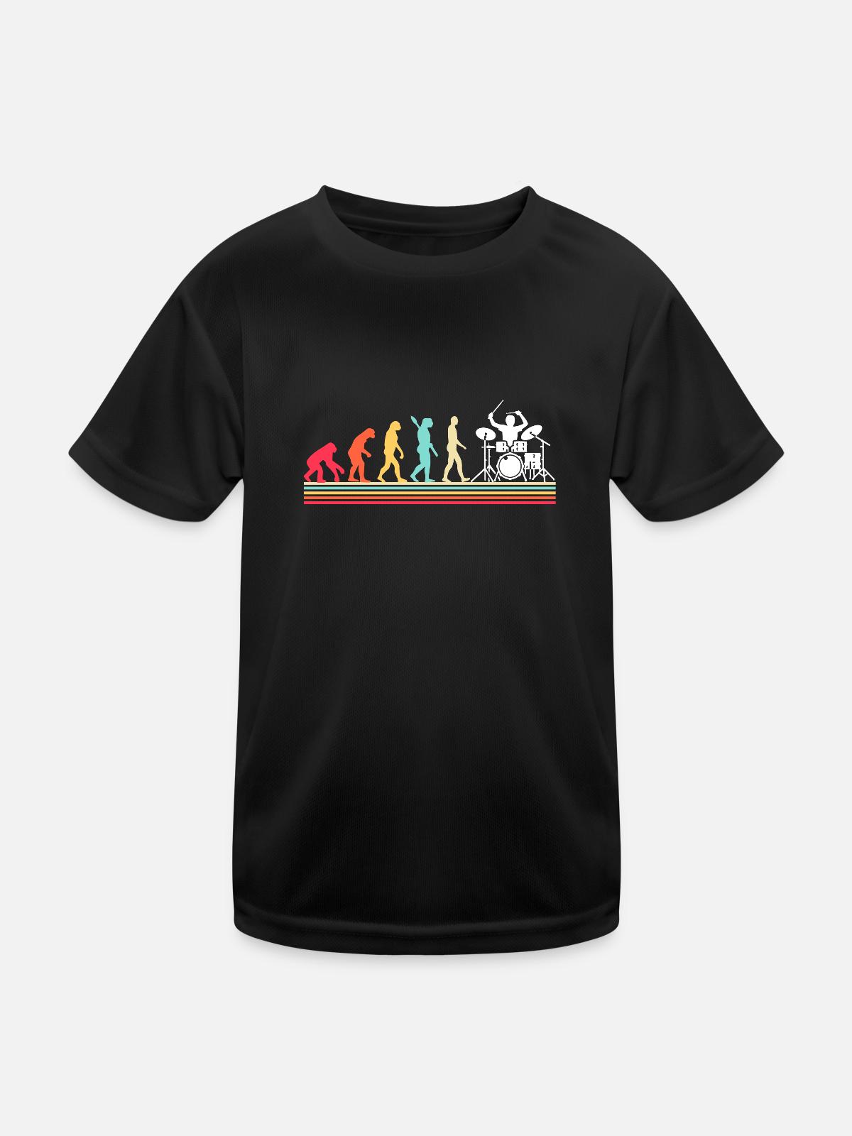 Drummer Evolution Drums - Kids Functional T-Shirt - black - Front