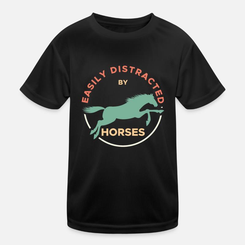 Facilement distrait par les chevaux Cavaliers Chevaux T-shirt sport Enfant