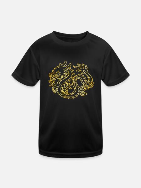 chinesischer Drache - Kinder Funktions-T-Shirt - Schwarz - Vorne