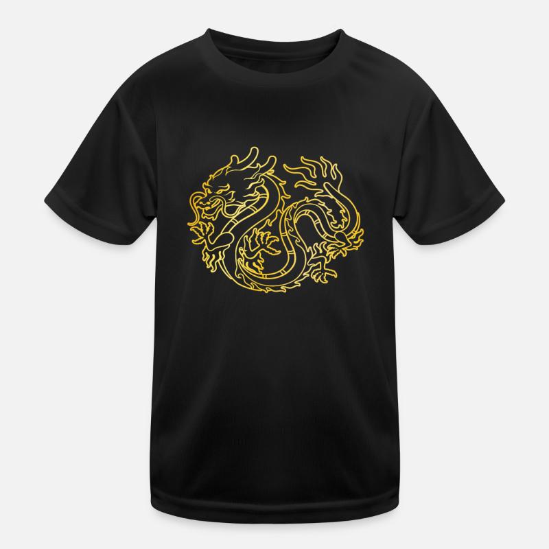 chinesischer Drache - Kinder Funktions-T-Shirt - Schwarz