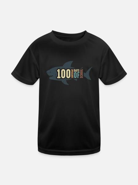 Jawsome Shark 100 Days Of School - Kinder Funktions-T-Shirt - Schwarz - Vorne