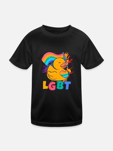 LGBT Bath Duckie Gay Pride Human Rights Lesbian Ru - Kids Functional T-Shirt - black - Front