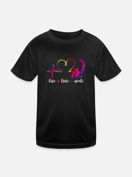 Writing Heart Novel Writer & - Kids Functional T-Shirt - black - Front