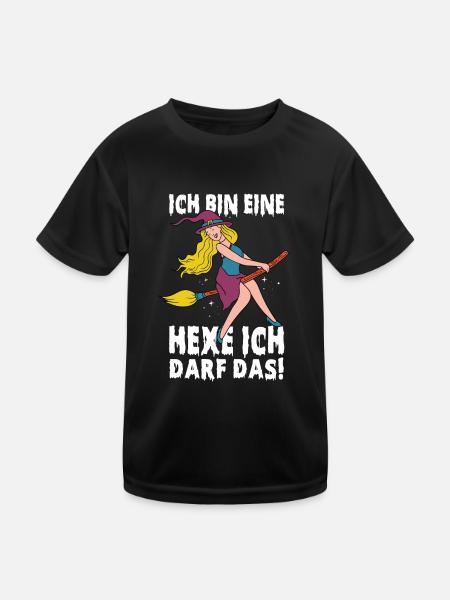 Hexen halloween Besen Hexe - Kinder Funktions-T-Shirt - Schwarz - Vorne