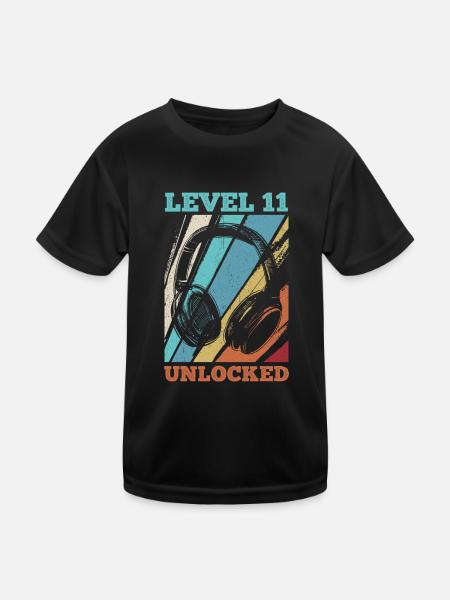 11.Geburtstag Video Gamer Level 11 Unlocked - Kinder Funktions-T-Shirt - Schwarz - Vorne