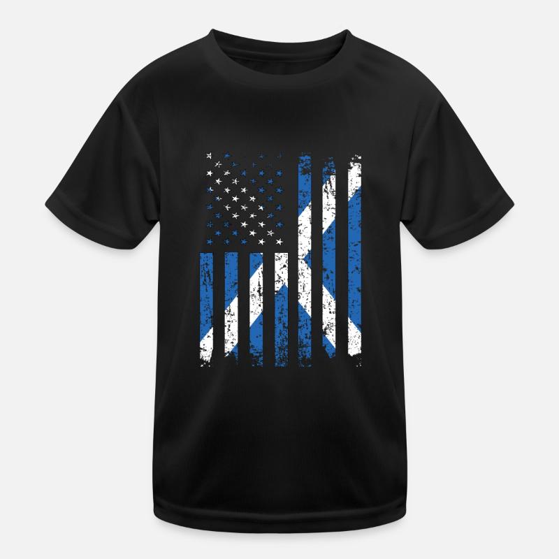 Half Scots Half American USA Scotland Flag Kids Functional T-Shirt