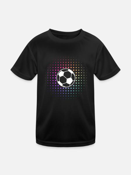 cooles Fußball Logo - Kinder Funktions-T-Shirt - Schwarz - Vorne