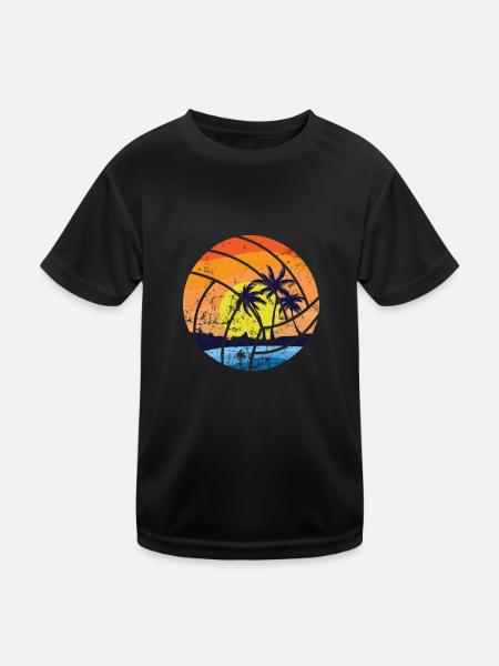 Beachvolleyball Profi Team Spieler Sand - Kinder Funktions-T-Shirt - Schwarz - Vorne