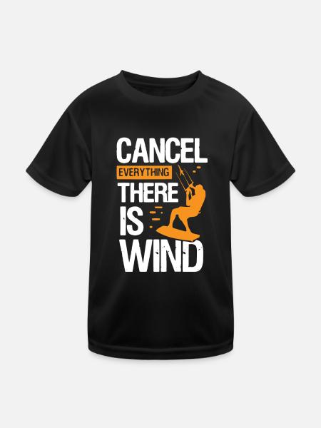 Kitesurfeur, Planche à voile, Kite - T-shirt sport Enfant - noir - Devant