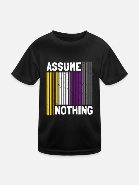 Nonbinary I LGBT Pride I Flag Barcode I Assume - Kinder Funktions-T-Shirt - Schwarz