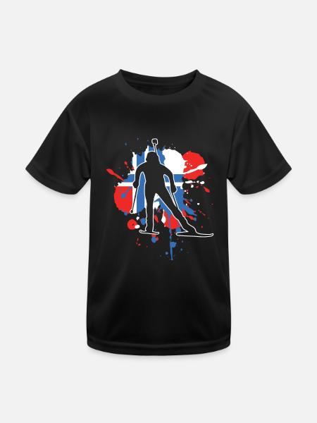 Norvège Drapeau Biathloniste - Biathlon - T-shirt sport Enfant - noir - Devant