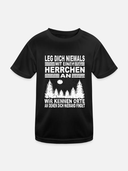 Leg Dich Niemals Mit Einem Herrchen an - Kinder Funktions-T-Shirt - Schwarz - Vorne