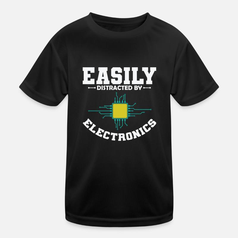 Easily Distracted By Electronics Profession - Kids Functional T-Shirt - black