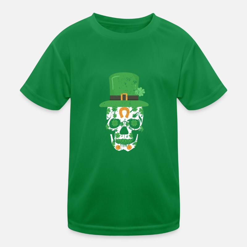 St. Patrick's Day Skull Irish shamrock Kids Functional T-Shirt