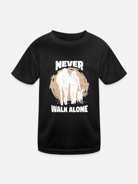 Ne marchez jamais seule - Cavalière avec chien - T-shirt sport Enfant - noir - Devant