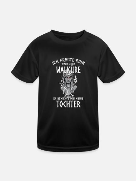 Walküre und Tochter I Wikinger Valhalla Motiv für - Kinder Funktions-T-Shirt - Schwarz - Vorne