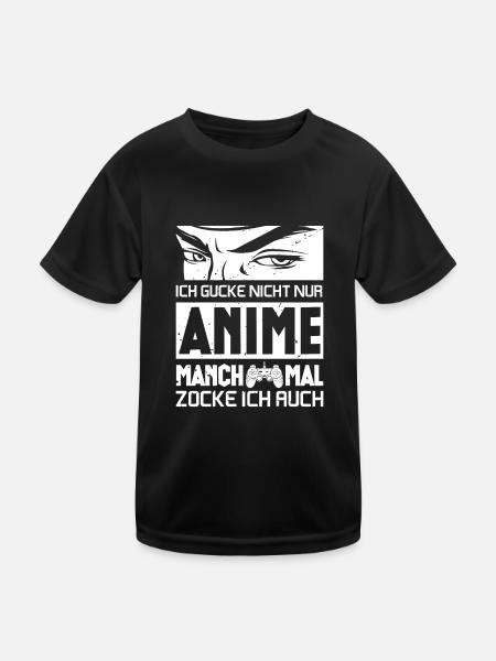 Anime Manga - Kinder Funktions-T-Shirt - Schwarz - Vorne