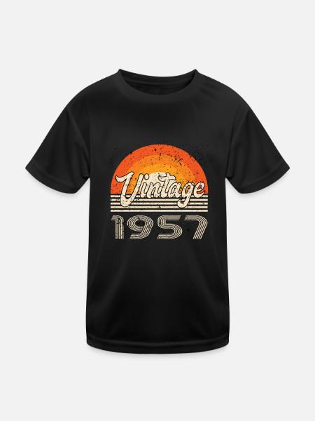 Vintage 1957 Geburtstag Retro - Kinder Funktions-T-Shirt - Schwarz - Vorne
