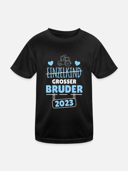 Großer Bruder 2023 Traktor - Kinder Funktions-T-Shirt - Schwarz