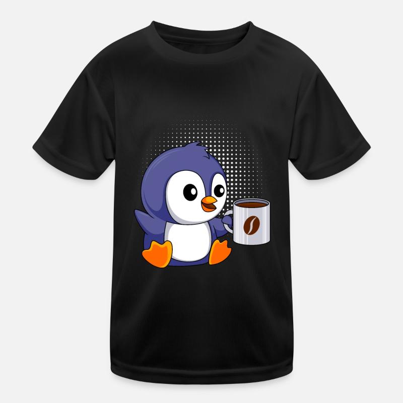Coffee Penguin Baby Penguin Coffee Junkie Kids Functional T-Shirt
