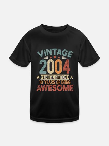 18 Geburtstag Jahrgang 2004 geboren Vintage - Kinder Funktions-T-Shirt - Schwarz