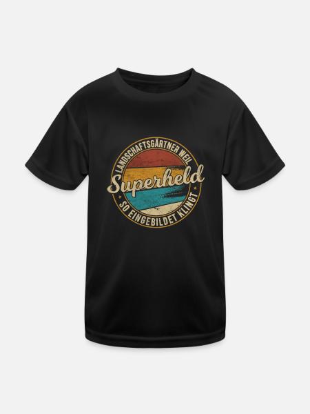 Landschaftsgärtner Superheld Galabau Geschenk - Kinder Funktions-T-Shirt - Schwarz - Vorne