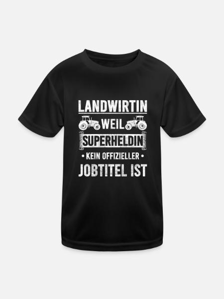 Landwirtin Superheldin Geschenk Bäuerin Bauernhof - Kinder Funktions-T-Shirt - Schwarz - Vorne