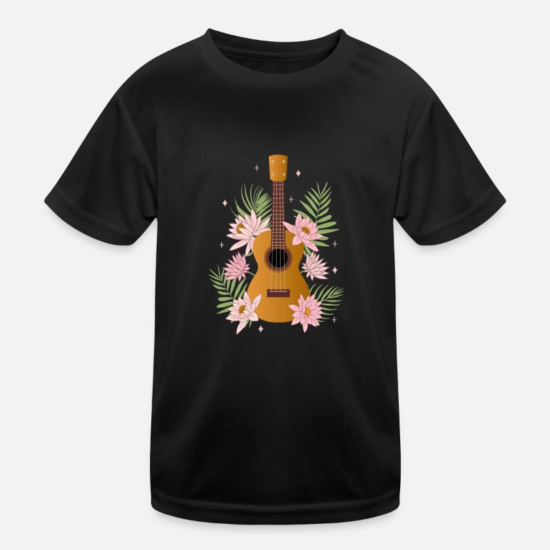 Ukulele - Kinder Funktions-T-Shirt - Schwarz