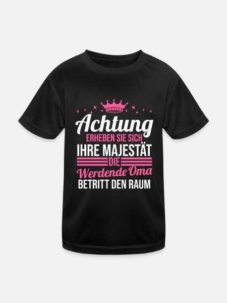Werdende Oma - Kinder Funktions-T-Shirt - Schwarz - Vorne