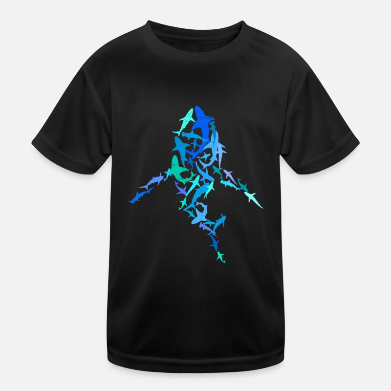 Shark Swarm Shark Divers Divers Kids Functional T-Shirt