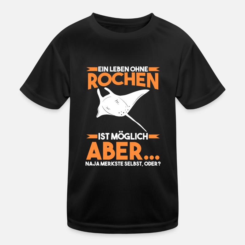 Rochen Mantarochen - Kinder Funktions-T-Shirt - Schwarz