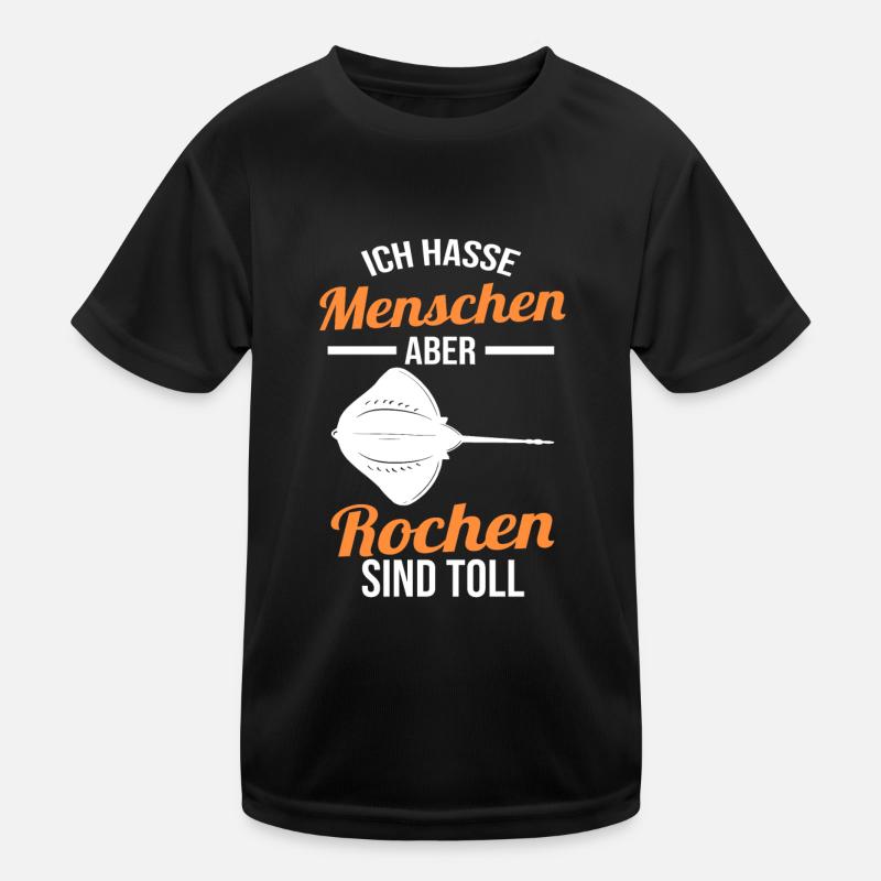 Mantarochen Rochen - Kinder Funktions-T-Shirt - Schwarz