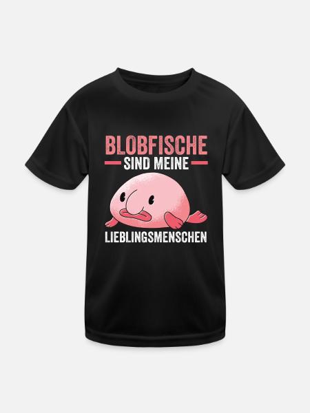 Blobfisch - Kinder Funktions-T-Shirt - Schwarz - Vorne