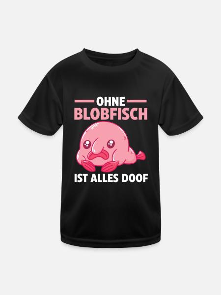 Blobfisch - Kinder Funktions-T-Shirt - Schwarz
