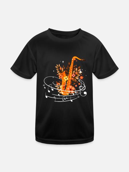Music Musicians Saxophone Saxophone Musician - Kids Functional T-Shirt - black - Front