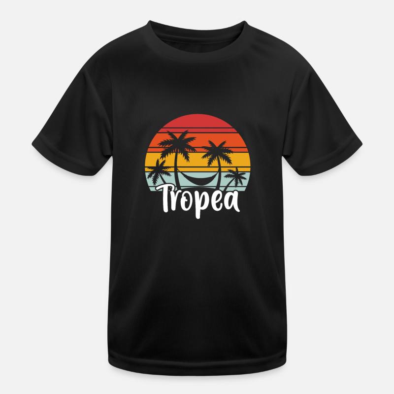Tropea Retro Palmen Hängematte Souvenir Geschenk Kinder Funktions-T-Shirt