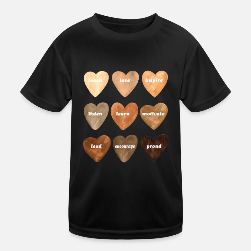 Melanin Teacher Hearts Kids Functional T-Shirt