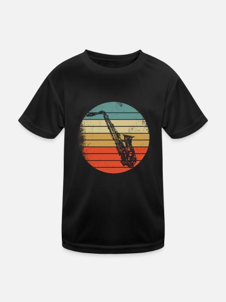 Musique de saxophone bande de saxophone rétro musiciens - T-shirt sport Enfant - noir - Devant
