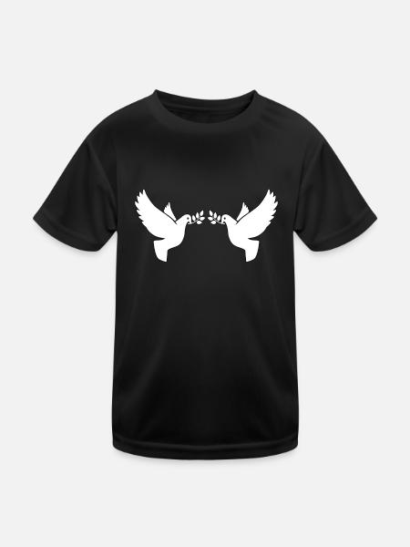 Frieden Friedenstaube Freiheit Taube Geschenk - Kinder Funktions-T-Shirt - Schwarz