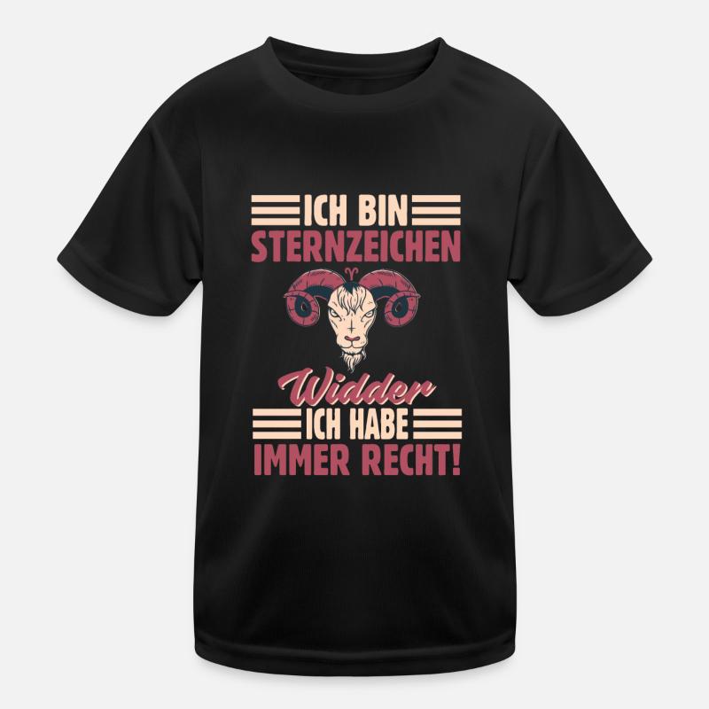 Sternzeichen Widder - Kinder Funktions-T-Shirt - Schwarz