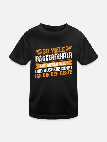 Lustiges Baggerfahrer Spruch Geschenk - Kinder Funktions-T-Shirt - Schwarz - Vorne