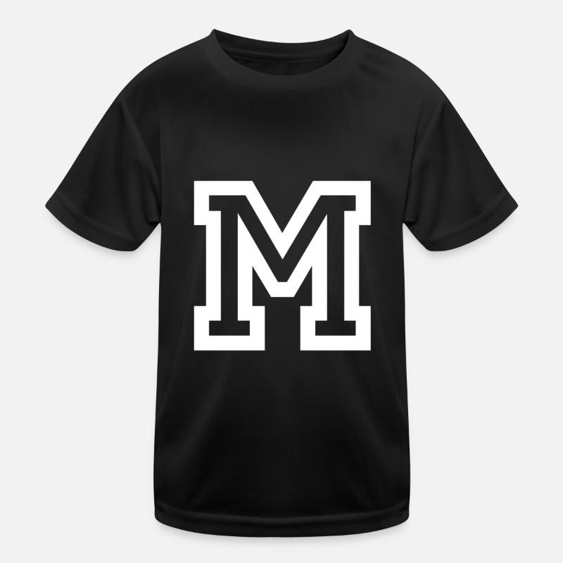 Buchstabe m - Kinder Funktions-T-Shirt - Schwarz
