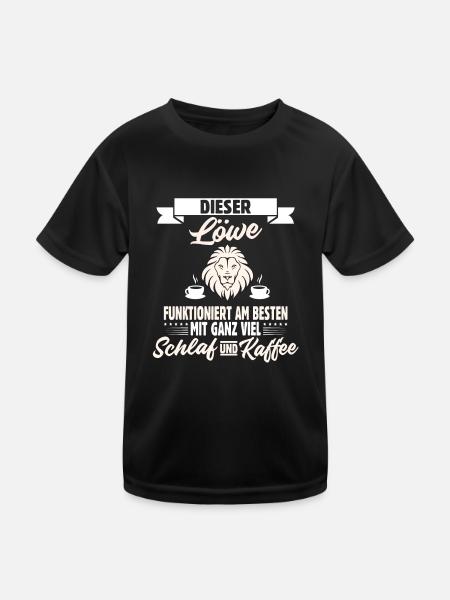 Sternzeichen Kaffee Löwe - Kinder Funktions-T-Shirt - Schwarz