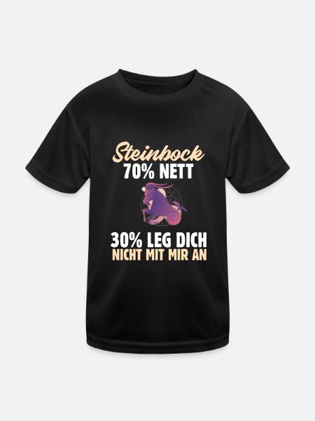 Sternzeichen Steinbock - Kinder Funktions-T-Shirt - Schwarz - Vorne