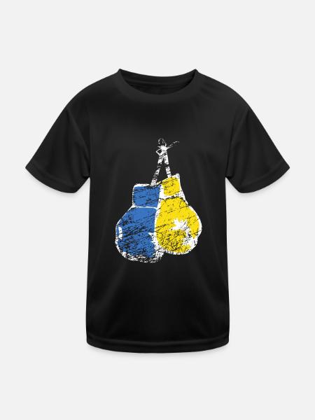 Boxhandschuhe Ukraine Flagge Stand mit der Ukraine - Kinder Funktions-T-Shirt - Schwarz