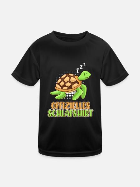 Offizielles Schlafshirt mit Schildkröte - Kinder Funktions-T-Shirt - Schwarz - Vorne