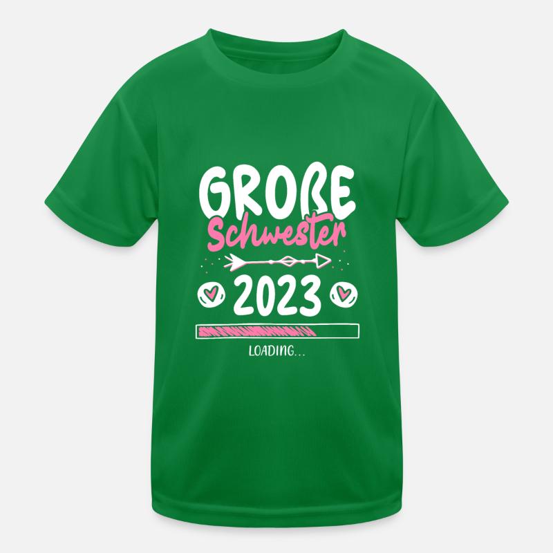 Große Schwester 2023 Loading Herz Kinder Funktions-T-Shirt
