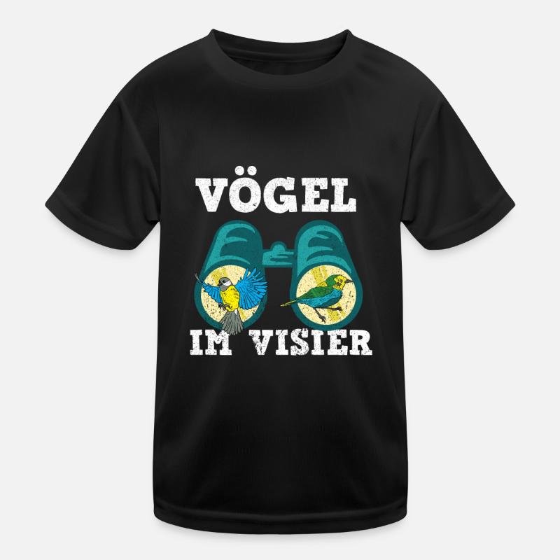 Birds watching binoculars Ornithology - Kids Functional T-Shirt - black