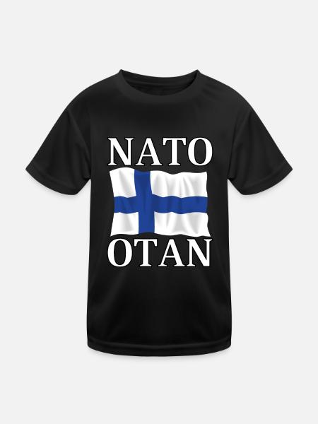 NATO otaN und die Flagge Finnlands - Kinder Funktions-T-Shirt - Schwarz - Vorne