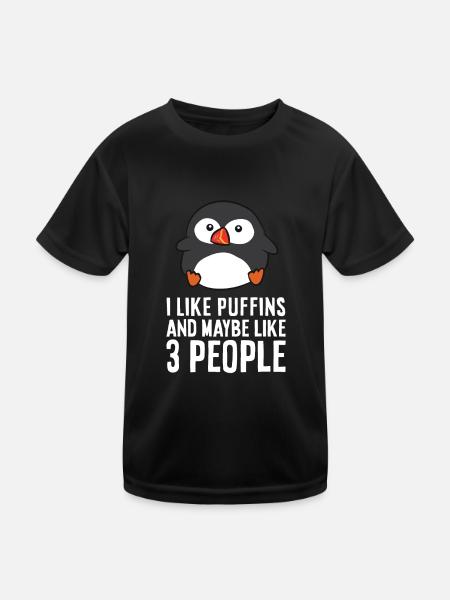 J’aime les macareux et peut-être 3 personnes - T-shirt sport Enfant - noir - Devant